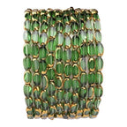 Glass Rice Beads Clear Green 4x6mm 50pcs Faceted Oval Golden Edge Crystal Loose Beads for DIY Craft Jewelry Making - color: Clear Green