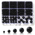 1200Pcs Black Beads, Acrylic Pony Beads, 4/6/8/10/12mm Round Smooth Bead for Bracelets, Spacer Pearl Craft Beades for Bracelet Necklace Jewelry Making (Black) - color: black