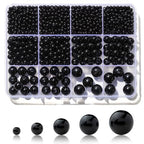1200Pcs Black Beads, Acrylic Pony Beads, 4/6/8/10/12mm Round Smooth Bead for Bracelets, Spacer Pearl Craft Beades for Bracelet Necklace Jewelry Making (Black) - color: black