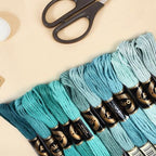 12 Skeins 6 Strands Green Embroidery Floss Thread Polyester Variegated Gradient Cross Stitch Threads Friendship Bracelets String Bulk for Jewelry Making Hand Sewing Knitting Stitching Crafts - color: Dark Green