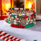 2009pcs Christmas Clay Beads Bracelet Making Kit, Gold Beads Clay Bead Charms for Jewelry Making DIY Bracelet, Necklace, Earring, Arts Crafts DIY Gifts Christmas Gifts - color: 3 Christmas model