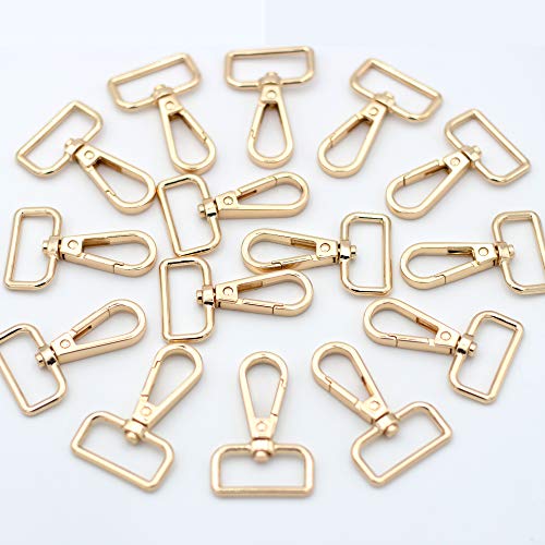 JWBIZ 12 Pcs D Ring Swivel Lobster Claw Clasp, Push Gate Snap Hooks Trigger Clips(Gold, 1 1/4 inch) - color: Gold, size: 1 1/4 inch
