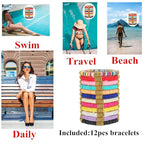 12pcs Friendship Bracelets Beaded Bracelets Heishi Bracelet Cute Bracelets Stack Vinyl Clay Disc Bead Surfer Stretch Summer Beach Bracelets For Women Preppy Bracelets - color: I