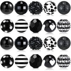 Ferreve 20 Pcs Chunky Bubblegum Beads 20mm Focal Pen Large Rhinestone Pearl Beads for DIY Beadable Pen School Jewelry Making Keychain Craft Making(Black) - color: Black