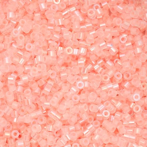 John Bead 25g Cylin Beads Coral Glow in Dark AB 11/0 Glass Cylindrical Seed Beads for Jewelry Bracelets Necklaces Earrings Making Embroidery - color: Coral Glow in Dark AB