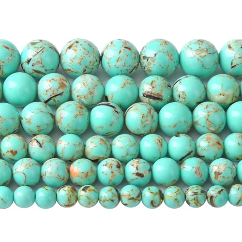 8MM 46PCS Peacock Blue Shell Turquoise Spacer Loose Beads for Jewelry Making DIY Bracelet Necklace - color: Peacock Blue Shell Turquoise, size: 8mm