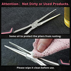 Long Reach Needle Nose Pliers with Teeth 7-Inch Extra Long Needle Nose Plier for Jewelry Making Small Long Reach Long Nose Plier Non-slip Handles Working In Tight Spaces, Pink Tool for Women - style: Needle Nose Plier with Serrated Jaw