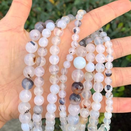 90pcs Adabele AAA Natural Black Flower Agate Healing Gemstone 4mm (0.16 inch) Small Round Loose Beads Gem Stone Spacer for Craft Jewelry Making GC16-4 - color: Black Flower Agate, size: 4mm (90pcs/1 Strand)