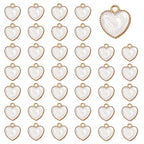 Honbay 40PCS Enamel Alloy Charms Pendant Dainty Cute Love Heart Shaped Pendants Valentine's Day Pendant Bead Charms for Keychains Earrings Bracelets Necklaces Jewelry Making and DIY Crafts - color: White