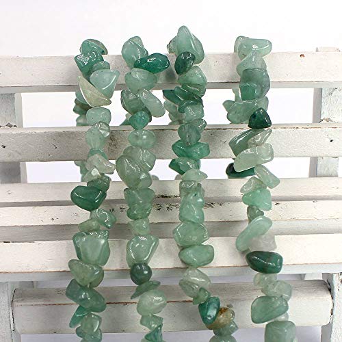 Jewelry Making 6-8mm Gemstone Fluorite Indian Moss Black Onyx Agate Aventurine Jade Opalite Carnelian Chips Beads Strand 34" (Green Aventurine Jade) - color: Green Aventurine Jade