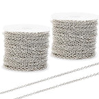 60 Feet Metal Iron Jewelry Chains 2 mm Bulk Gold and Silver Necklace Link Chains for Jewelry Making (Steel Color) - color: Steel color