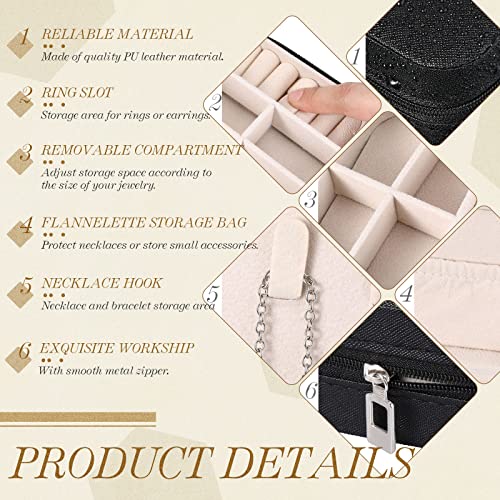 Yinkin 12 Pcs Mini Travel Jewelry Case Bridesmaid Proposal Gift Boxes, Small PU Leather Earring Organizer, Bulk Travel Accessories Portable Jewelry Holder(Black) - color: Black