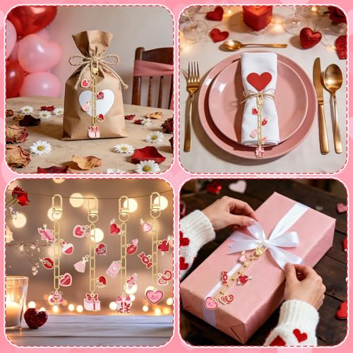 AUGSUN 189Pcs Valentines Keychain Making Kit, Valentines Day Charm Jewelry Chain Making Crafts, 60 Charms 12 Keychain Clips Hooks 15 Extender Chains 100 Jump Ring and Jewelry Plier - style: Valentines