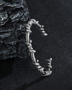 Stainless Steel Cuff Bracelet,Retro Gothic Punk Biker Cool Open Adjustable Cuff Bangle Bracelets Jewelry for Men Silver - style: Barbed Wire