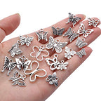 60pcs Silver Butterfly Charms Tibetan Butterfly Shape Alloy Pendants Insect Charms for DIY Necklace Bracelet Earrings Jewelry Making - style: Mixed Silver Butterfly Charms