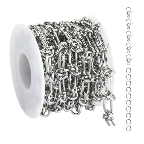 UMAOKANG 2 Meters Stainless Steel Chain for Jewelry Making Buckles Link Paperclip Chain on Spool Jewelry Making Chain DIY Supplies Findings - color: Knot (Steel)