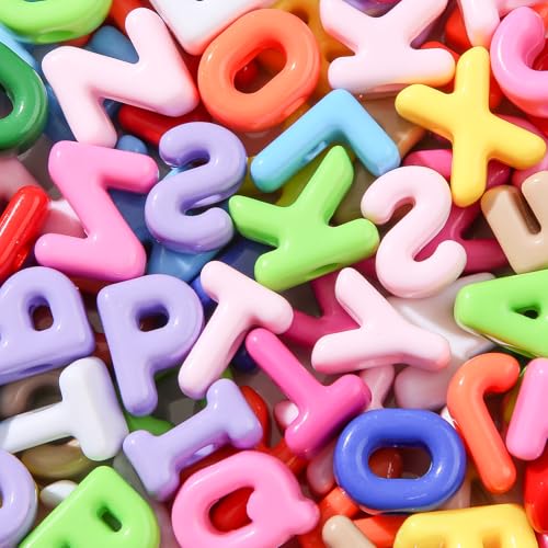 500Gram Large Letter Beads 128pcs Big Chunky Letter Bead A-Z Acrylic Alphabet Bubble Beads for Paracord Bead Bag Charm Keychains Crafts Education Leaning (Color Letters) - color: color letters