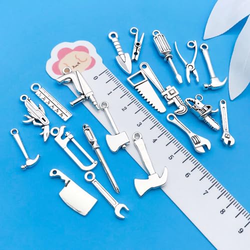 Youdiyla 80pcs Alloy Ancient Silvery Father's Day Series New Tool Set Pendant Jewelry Making DIY Keychain Earrings Pendant Various Design Charms for Jewelry Making Bracelets Necklace (SN899) - color: SN899