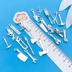 Youdiyla 80pcs Alloy Ancient Silvery Father's Day Series New Tool Set Pendant Jewelry Making DIY Keychain Earrings Pendant Various Design Charms for Jewelry Making Bracelets Necklace (SN899) - color: SN899