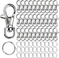 LEOBRO 60PCS Lobster Claw Clasps and Key Rings, 30PCS Keychains Clips and 30PCS Key Chain Ring, Keychain Making kit for Key Chain, Jewelry Making, Art Crafts, Silver