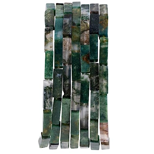Natural Moss Agate Rectangle Tube Beads 4x13mm 38cm/str Loose Semi Gemstone Stone Beads for Making Bracelets Necklace Earrings - color: Moss Agate, size: 4x13mm Rectangle