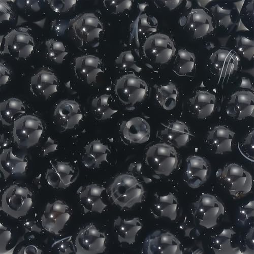 1 Box 6MM 120PCS Natural Black Onyx Agate Gemstone Beads with Holes Round Stone Crystal Energy Power Polished Smooth Spacer Bead for Jewelry Making Bracelets Necklaces DIY Craft Supply