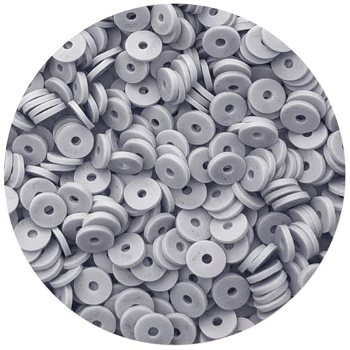 2000pcs Silver Clay Beads for Bracelets Making - Heishi Polymer Flat Disc Spacer Clay Bead for Jewelry Earring DIY Crafts 6mm - color: Silver Clay Beads, size: Small Pack(Single Color )