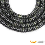 GEM-Inside 2x6mm Natural Dark Green Canada Jadeite Jade Semi-Gemstone Heishi Disc Rondelle Spacer Beads for Jewelry Making Full 15" Strand Energy Stone Healing Power Crystal - color: Dark Green Canada Jadeite