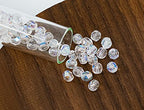 1.76oz Faceted Fire Polished Round Glass Beads 4mm (0.16in), Czech Republic Bohemian Glass Transparent Mix - color: Mix 03 Transparent AB, size: 50 g