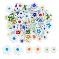 OLYCRAFT About 208~222 Pcs Handmade Flower Millefiori Lampwork Glass Beads 3 Styles White Glass Flower Beads Loose Mosaic Bead for Jewelry Bracelet Necklace Making and DIY Craft - color: Flower #1
