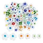 OLYCRAFT About 208~222 Pcs Handmade Flower Millefiori Lampwork Glass Beads 3 Styles White Glass Flower Beads Loose Mosaic Bead for Jewelry Bracelet Necklace Making and DIY Craft - color: Flower #1