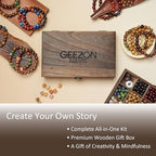 Geezon Navis Bracelet Making Kit - 10mm Natural Wooden Beads with Letters & Stone Beads - 296pcs in 16 Colors - DIY Jewelry Making Starter Kit Adult Men Women Birthday Mothers Day Gift Craft
