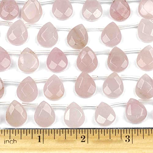 Cherry Blossom Beads Rose Quartz Beads 12x15mm Faceted Top-Drilled Teardrop - 12 pcs/ 8 Inch Strand - color: Rose Quartz