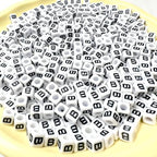 500Pcs Square Letter Beads B 6X6mm Single White Alphabet Beads for Charms Bracelets Making - color: Square - B