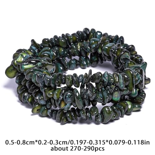 Chip Shell, 260pcs 5-8mm Irregular Shell Beads with Holes, Forest Green Shell & Moss Agate Like Chip Beads for Jewelry Making - color: Forest Green
