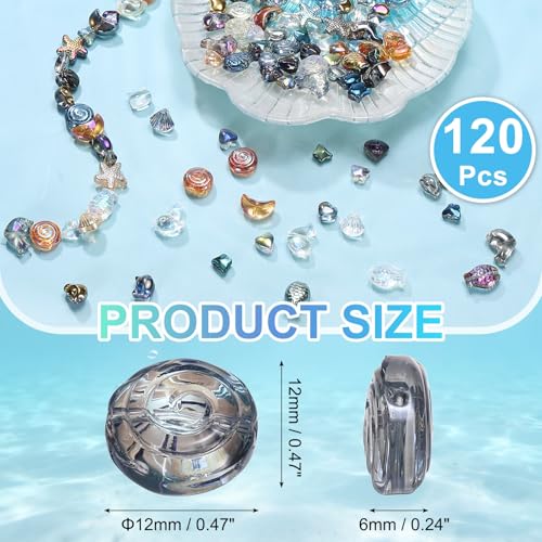 uxcell 120Pcs Crystal Candy Bead, Lollipop Glass Beads Transparent Glass Spiral Round Spacer Bead for Bracelet Necklace DIY Jewelry Making, Multicolor