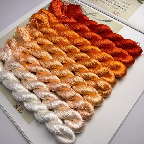 100% Nature Mulberry Handmade Embroidery Silk Thread Woven Jewelry Accessory Artificial Flowers Cross Stitch Floss DIY Sewing Kits 9 Gradient Colors 110m Each (26) - color: 26