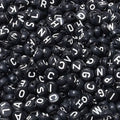 LAIDANLA 1500PCS Acrylic Letter Beads Alphabet White Letters Black Round Bead 7×4mm for Jewelry Bracelets Necklaces Key Chains Making - color: J-White Letter Black Beads