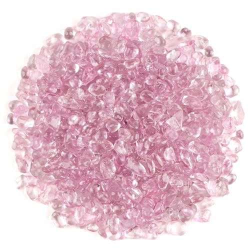WAYBER Glass Stones, 1Lb/460g Irregular Sea Glass Dercorative Rocks Non-Toxic Artificial Crystal Pebbles for Aquarium Decoration/Vase Filler/Table Scatter/Handcraft/Jewelry Making/Gems Display, Pink - color: Pink