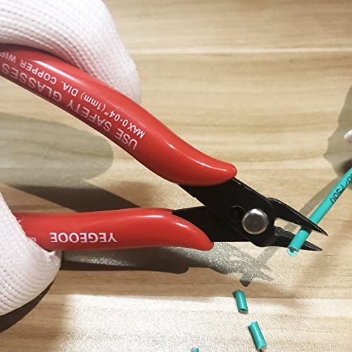 Micro Wire Cutters 10 Pack, YEGEOOE 170 Precision Diagonal Cutting Pliers, 5Inch Mini Wire Flush cutters, Nippers, Shear Cutters, Wire Snips, Small Side Cutters for Electronics Crafts Jewelry, Red - style: 10pack flush wire cutters red