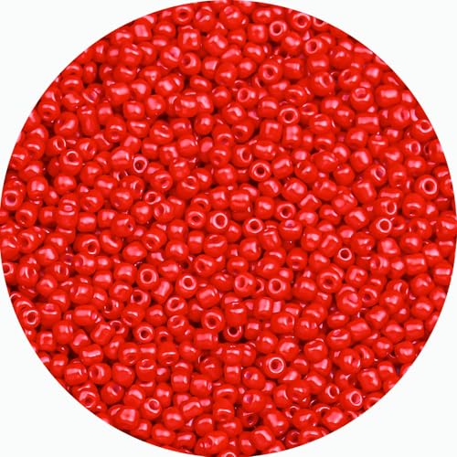 8/0 Glass Seed Beads Bulk, Bright Red 3mm Tiny Round Craft Seed Bead, Small Mini Pony Beads for Jewelry Making Bracelet Necklace Wrist Beading Weaving Supplies, 2500pcs - color: Bright Red