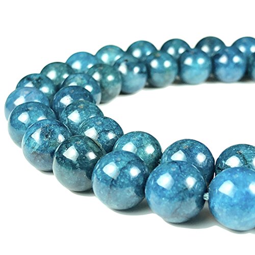 ABCGEMS Minas-Gerais Apatite Beads from Brazil (Darkest Blue Hue - Center Cut from Stone - Not Druzy Layer) DIY Jewelry Making Beading Supplies - Smooth Round 10mm - color: Apatite (From Brazil)