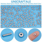 UNICRAFTALE 200Pcs Flat Round Spacer Beads Stainless Steel Bracelet Beads 6mm Small Metal Spacer Bead Smooth Loose Bead for DIY Bracelet Jewelry Crafts Making Hole 2mm - size: 6mm Diameter