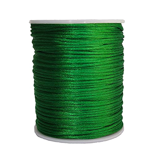 1.5mm Nylon Satin Cord Thread Beading String for Macrame Bracelets Chinese Knotting,Necklaces,Jewelry Making 109 Yards (Grass Green) - color: Grass Green, size: 1.5mm