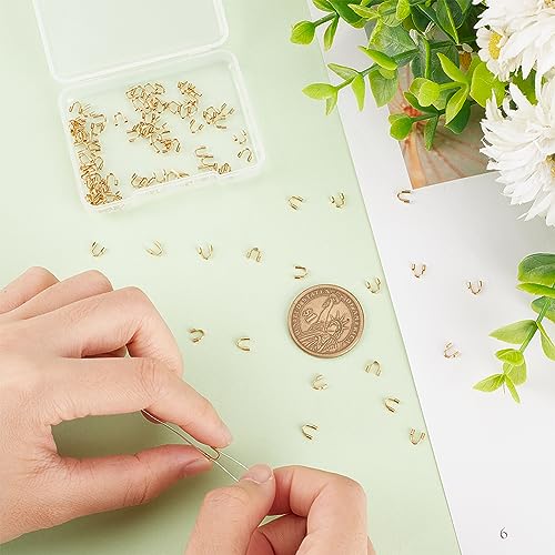 UNICRAFTALE 100Pcs 304 Surgical Stainless Steel Hypoallergenic Wire Guardian Small U Shape Wire Cable Protectors Golden Wire Loop Guardian Terminator for DIY Jewelry Crafts Making - color: Golden-100pcs