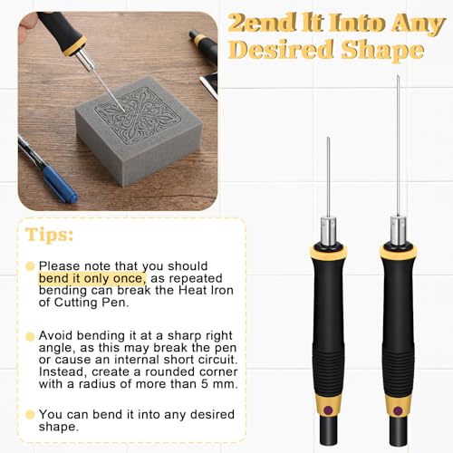 Konohan 2 Pcs Hot Wire Electric Foam Cutting Pen, Foam Cutter Kit | Higher Temperature | 2 Needle | Heat-Insulated Handle | Metal Stand | Cleaning Brush | Marker Pen | Heat Carving Tool for EVA Board