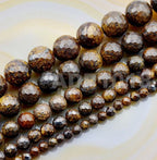AD Beads Natural Gemstones Faceted Round Spacer Loose Beads 15.5'' 4mm to 10mm (6mm, Faceted Bronzite) - color: Faceted Bronzite, size: 6mm