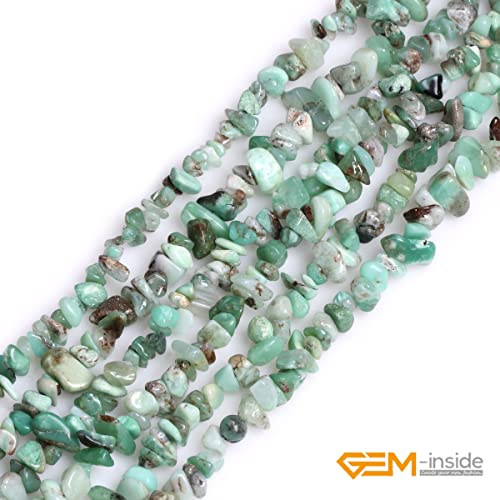 GEM-Inside 7-8MM Gemstone Green Opal Gravel Beads Strands 34 Inches - color: Green Opal