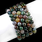 AD Beads Natural Gemstone Round Beads Stretch Bracelet Healing Reiki 10mm (Indian Agate) - color: Indian Agate