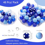 48 Pcs 20mm Beads for Pens Rhinestone Bubblegum Beads Mixed Crystal Acrylic Round Chunky Bead Sparkly Craft Large Balls Bead for Pen Beadable Keychain Bracelet Necklace DIY Jewelry Making Supplies - color: Dark Blue series
